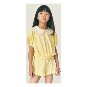 Mipounet - Carina Claudine Yaka Camiseta de Algodón Orgánico | Amarillo pálido