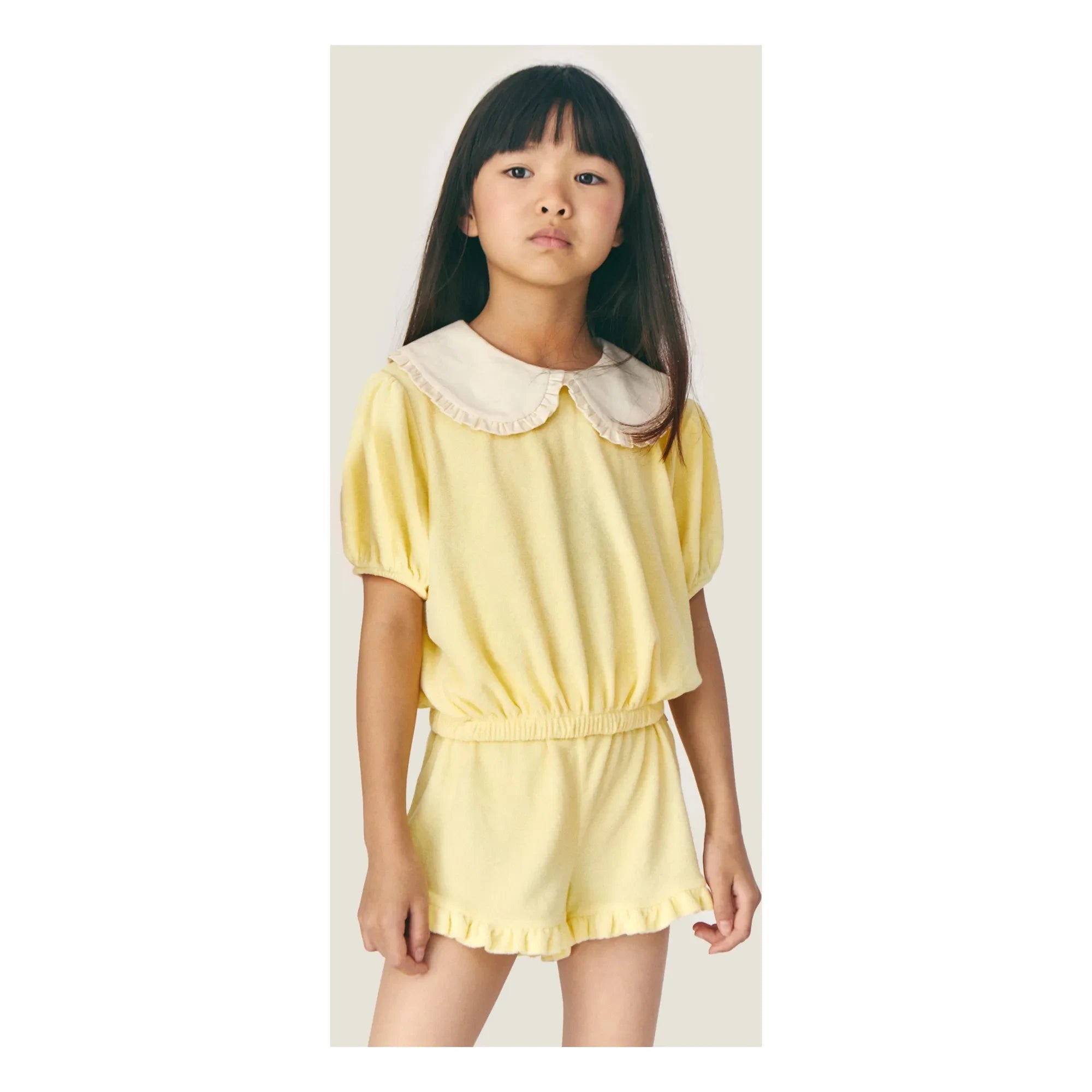 Mipounet - Carina Claudine Yaka Camiseta de Algodón Orgánico | Amarillo pálido