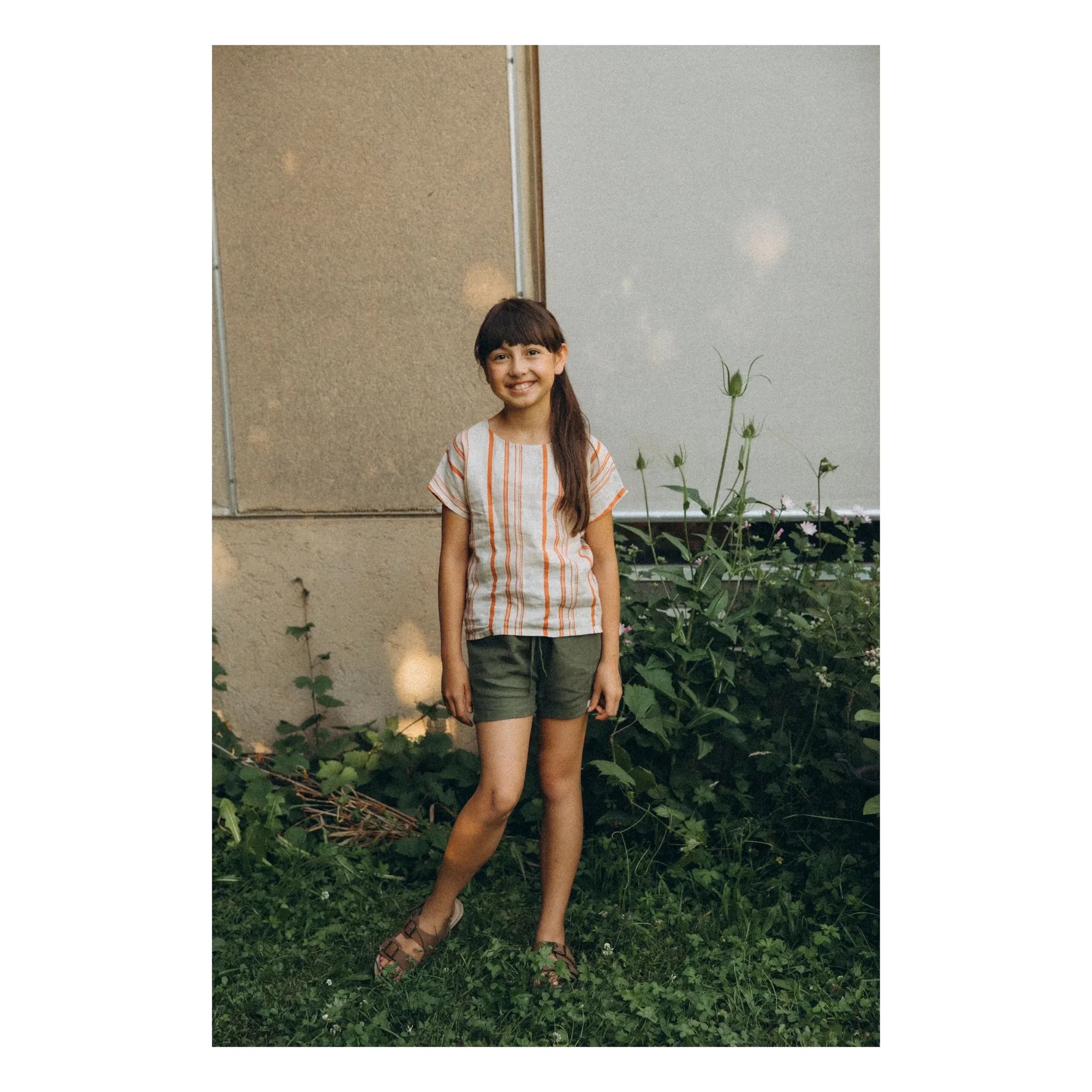 Matona - Camiseta de lino a rayas Easy | Blanco roto