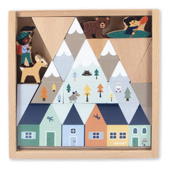 Janod - Juego de bloques de madera Valle Blanco - Cruce de caminos