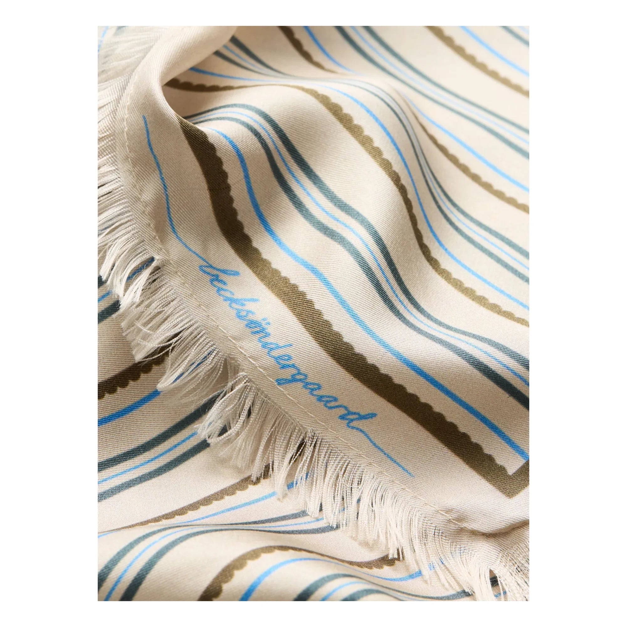 Becksöndergaard - Pañuelo de seda a rayas Scallopia | Crema