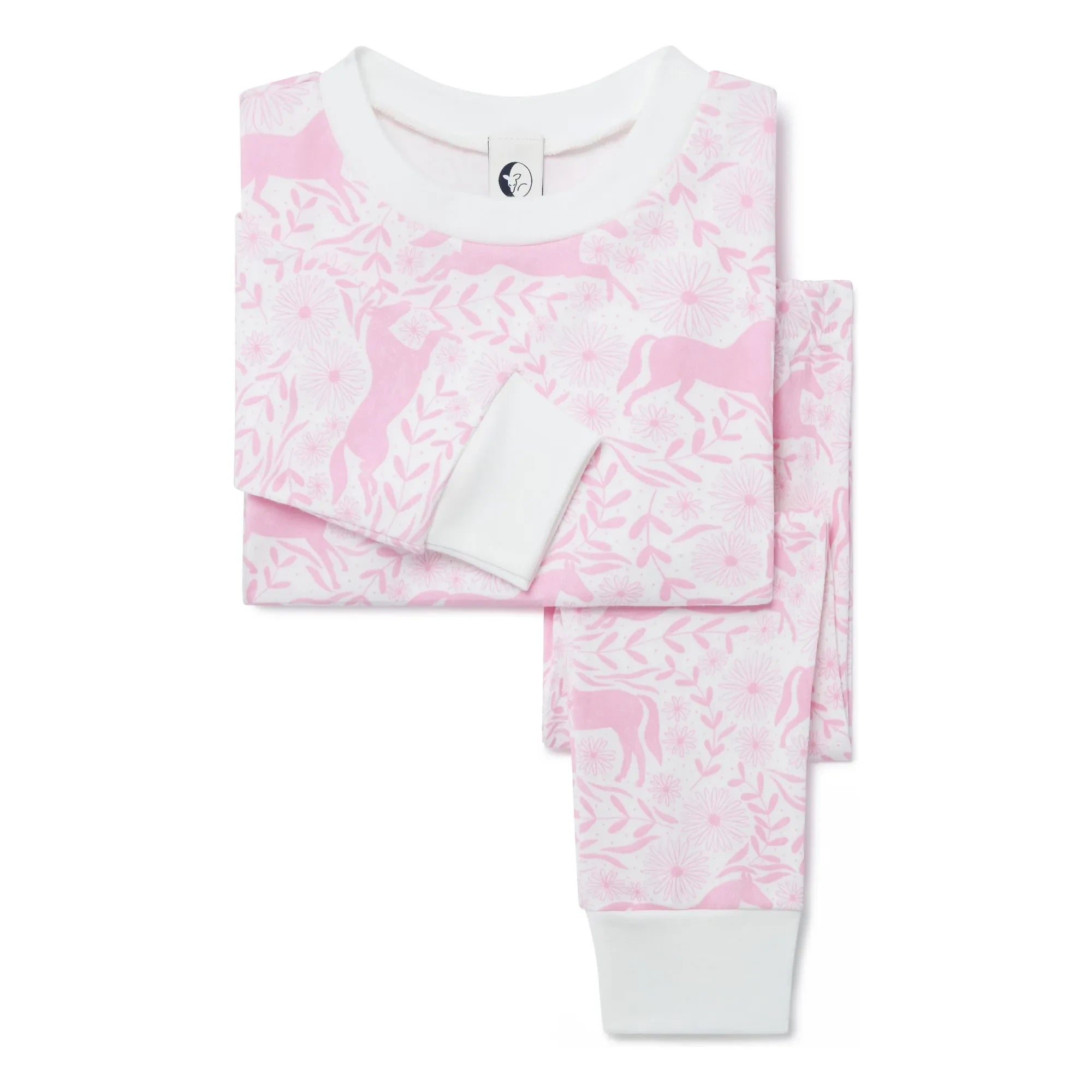 Sleepy Doe - Pijama con estampado de caballos de algodón orgánico | Rosa