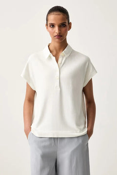 Camiseta de algodón con cuello para mujer Marc O'Polo