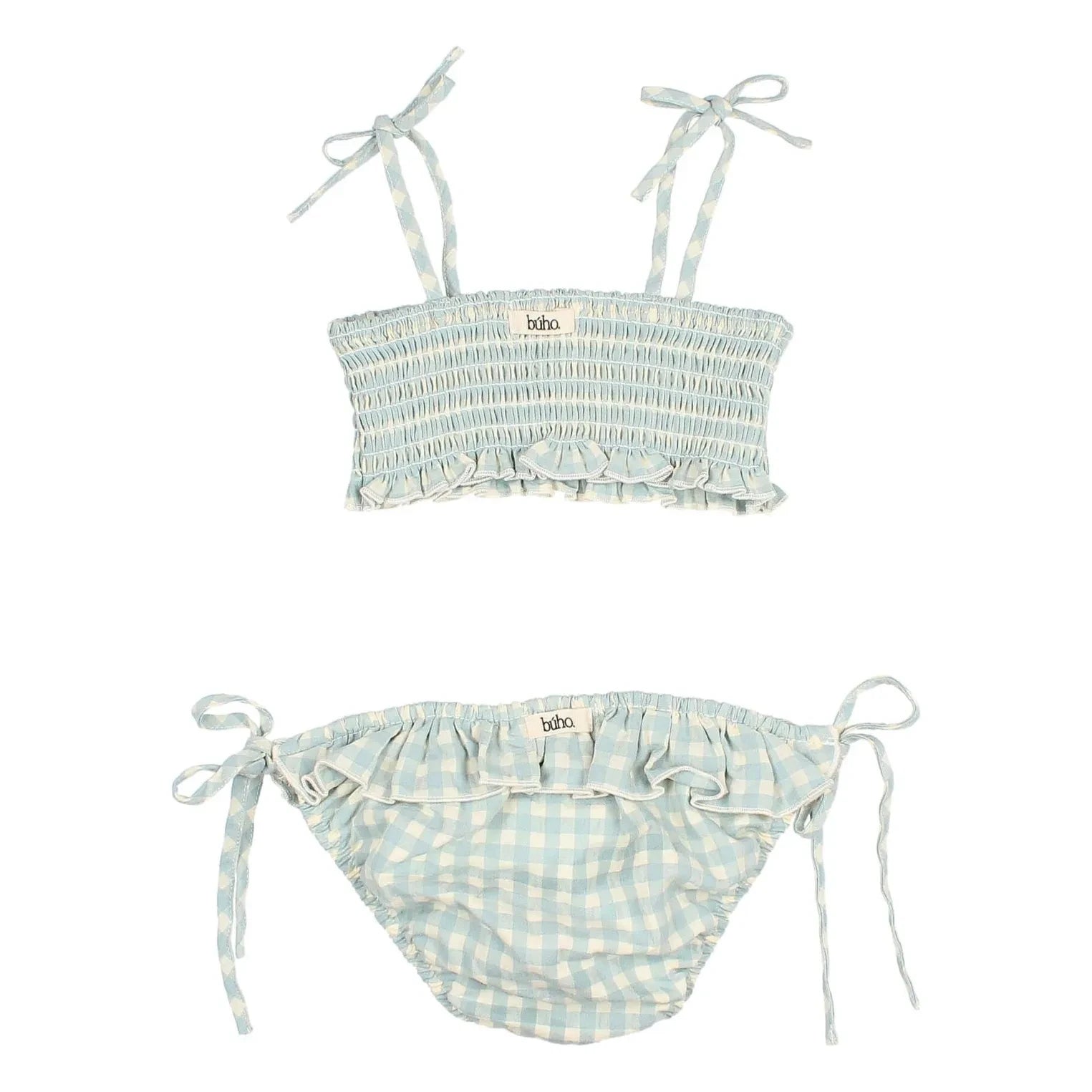 Búho - Vichy Seersucker Traje de baño de algodón orgánico | Aqua