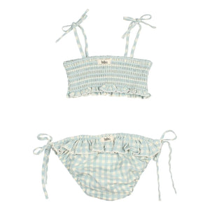 Búho - Vichy Seersucker Traje de baño de algodón orgánico | Aqua