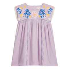 Louise Misha - Vestido bordado Talula Algodón orgánico | Violeta claro