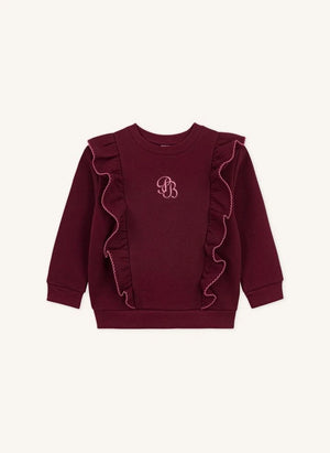 Petit Bateau - Sudadera con volantes PB | Burdeos