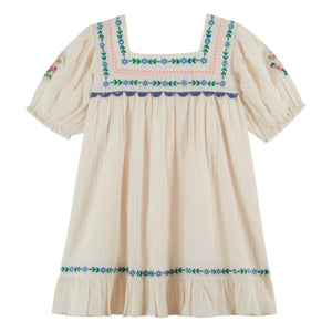 Emile et Ida - Vestido con volantes bordados | Crema
