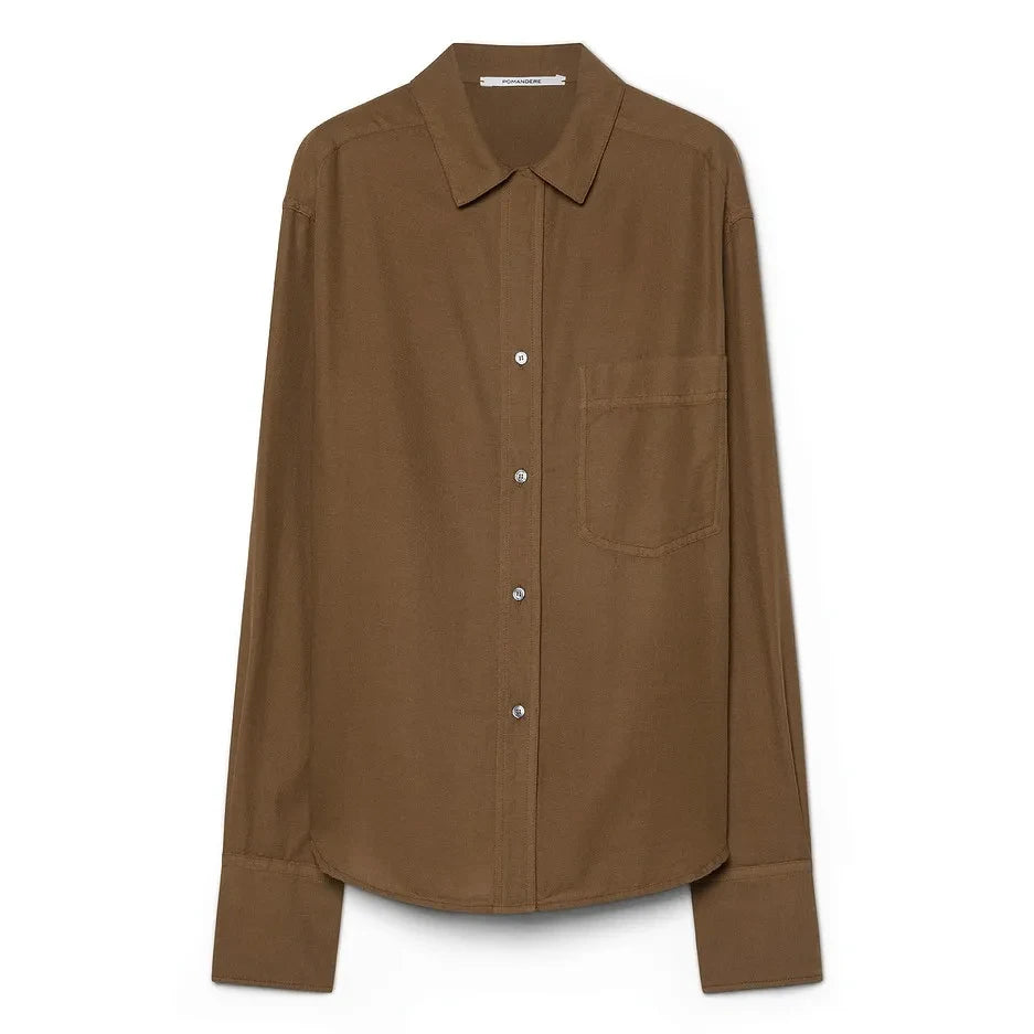 Pomandère - Camisa de algodón y lana | Marrón