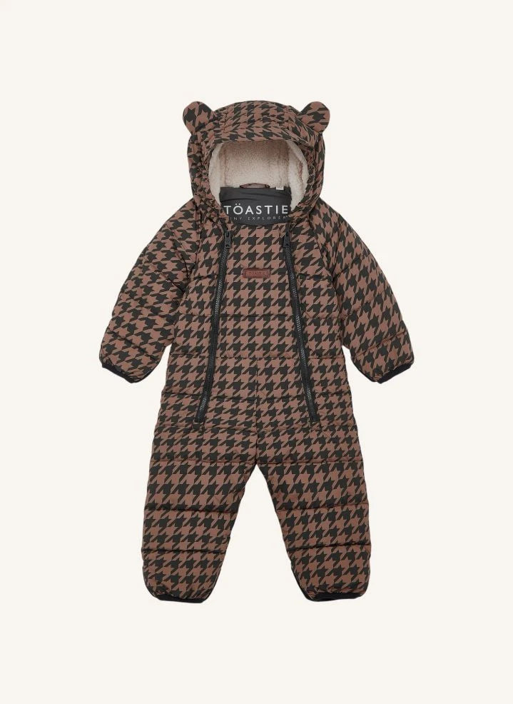 Töastie - Chaqueta Cloud Houndstooth Impermeable Hecha de Materiales Reciclados | Marrón