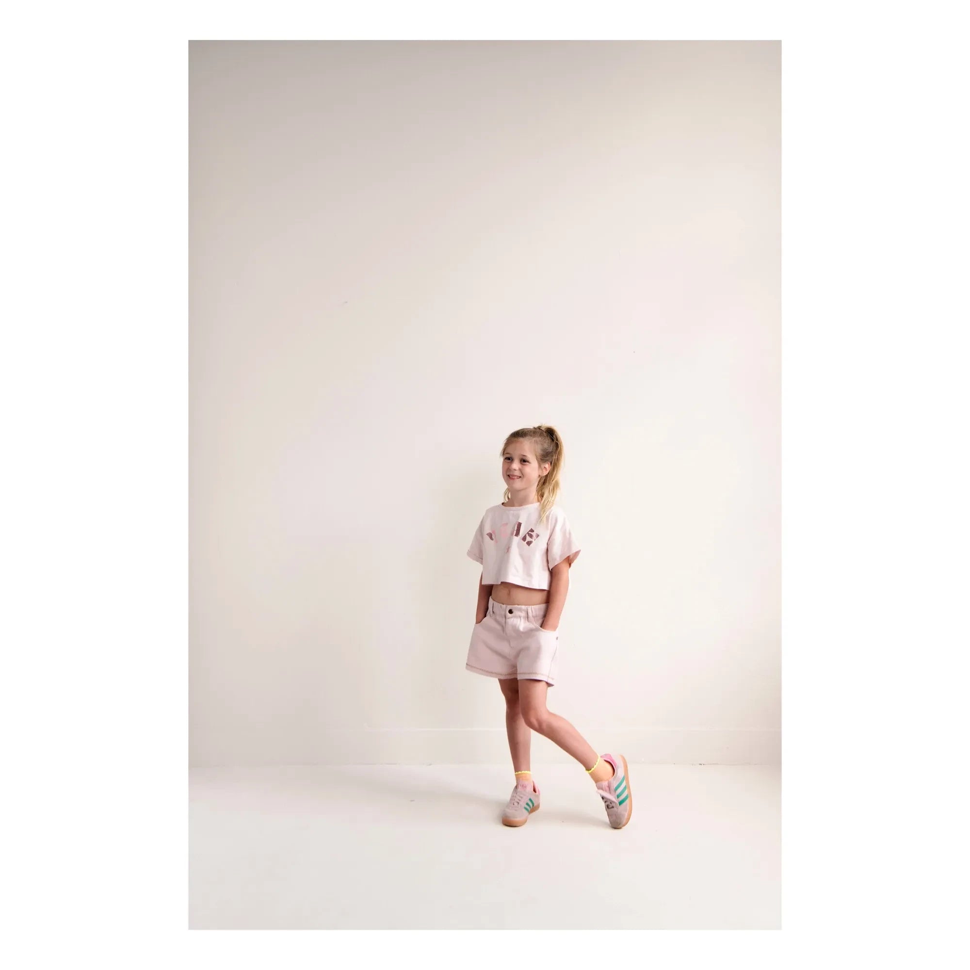 Jenest - Lizzy Yeah Crop Camiseta Algodón orgánico | Rosa pálido