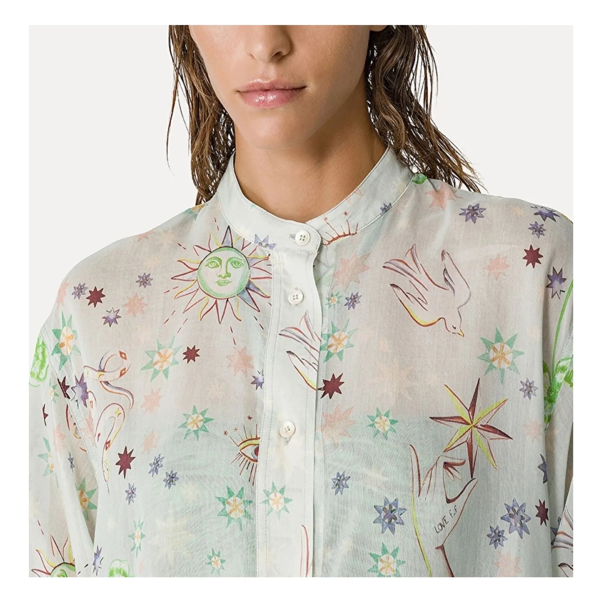 Forte Forte - Love Alchemy" Camisa Oversize de Voile de Algodón y Seda | Azul Claro