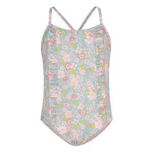 Petit Bateau - Traje de baño con volantes y estampado floral | Turquesa