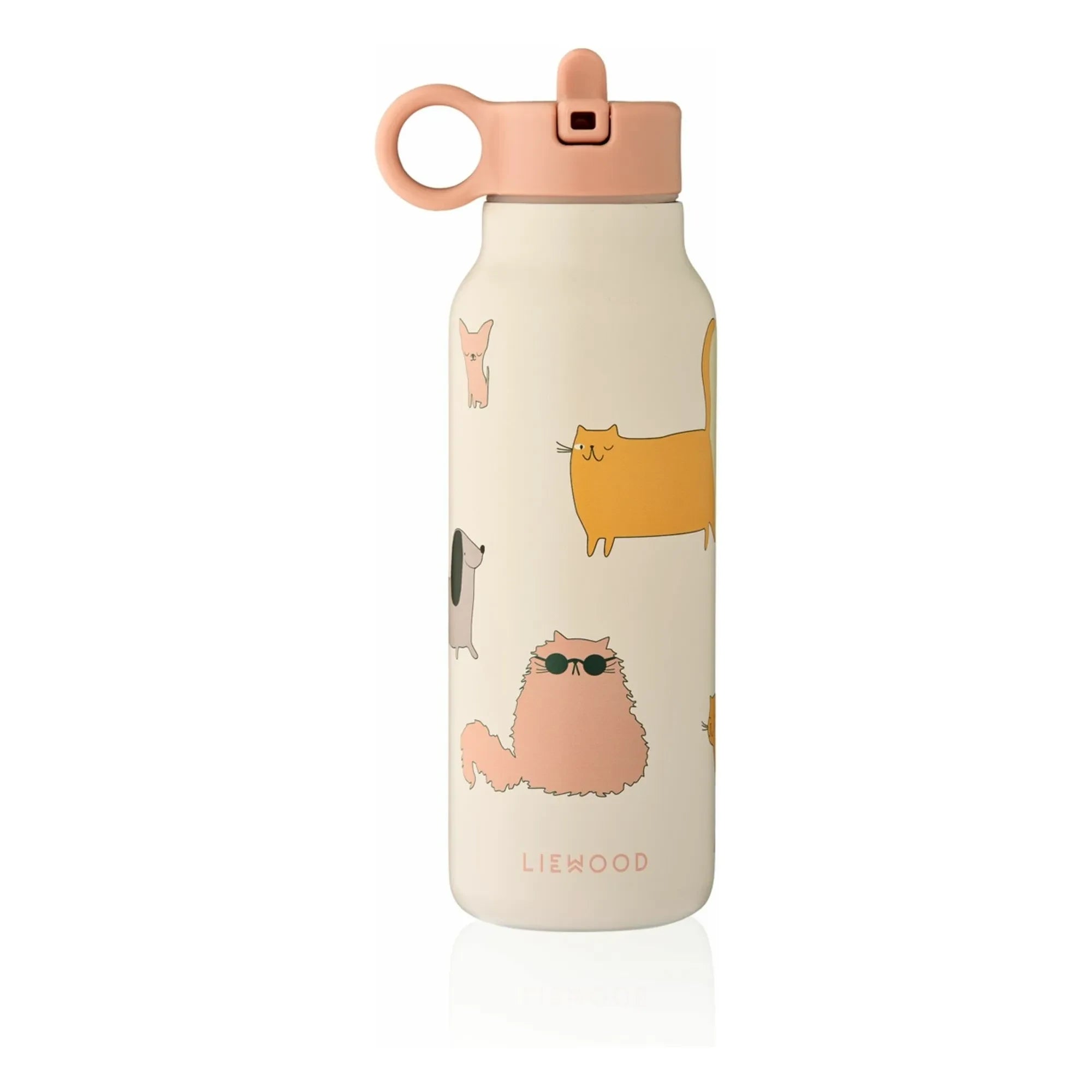 Liewood - Botella de agua de acero inoxidable Falk - 350 ml | Cats and Dogs/Sandy