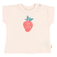 Búho - Camiseta de bebé de algodón orgánico con fresas | Rosa pálido