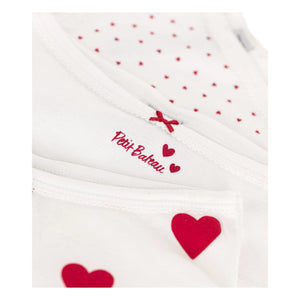 Petit Bateau - Braguitas de cintura alta con estampado de corazones, pack de 3 | Blanco