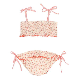 Búho - Bañador con estampado floral de seersucker y melocotones