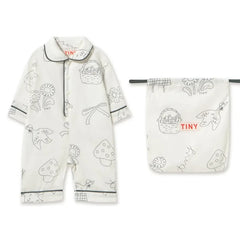 Tinycottons - Mantar Desenli Tulum Pijama | Beyaz
