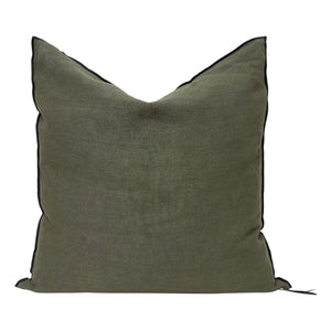Maison de Vacances - Almohada de lino de rayas negras lavadas a la piedra Vice Versa | Cocodrilo