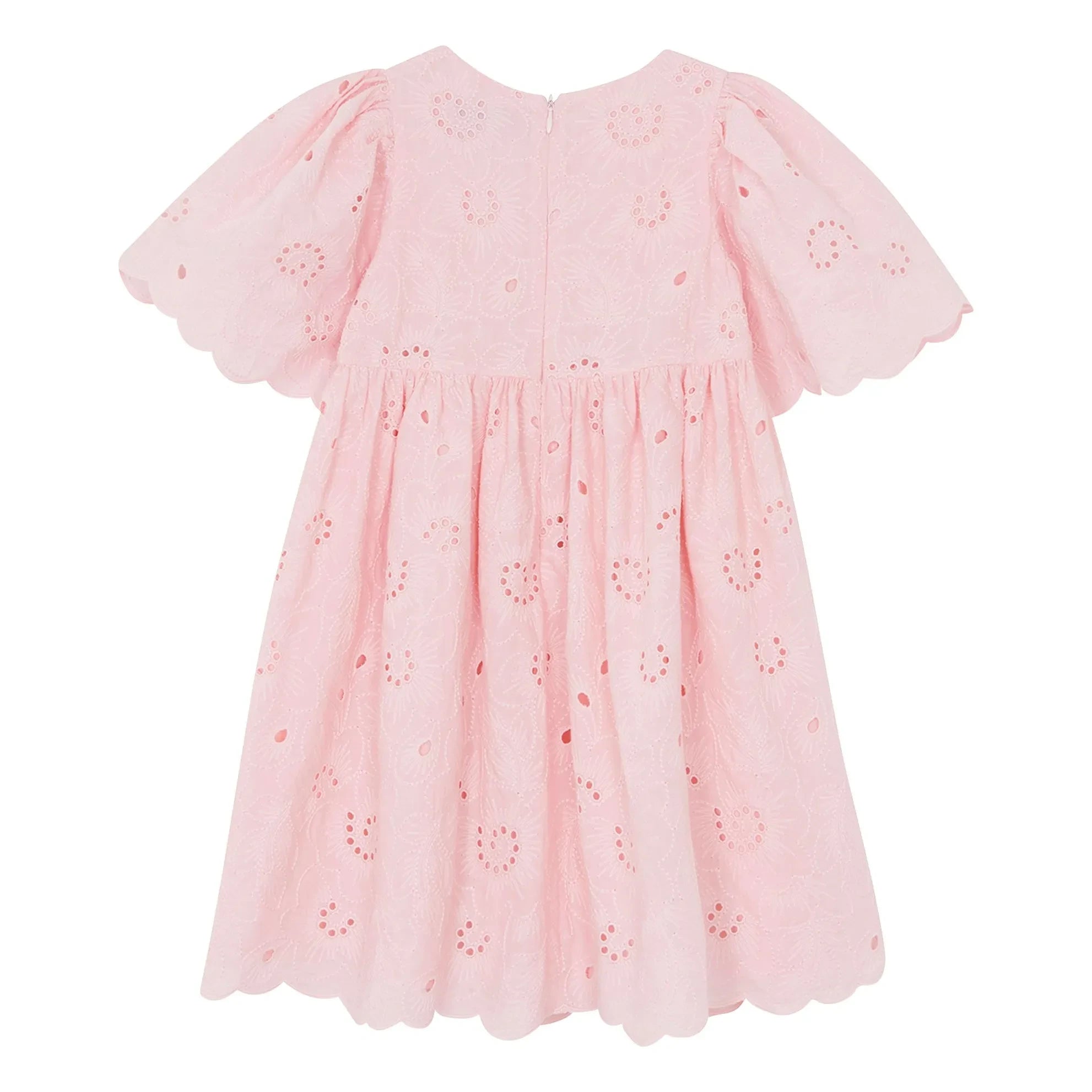 Tartine et Chocolat - Vestido de manga abullonada con flores bordadas | Rosa empolvado