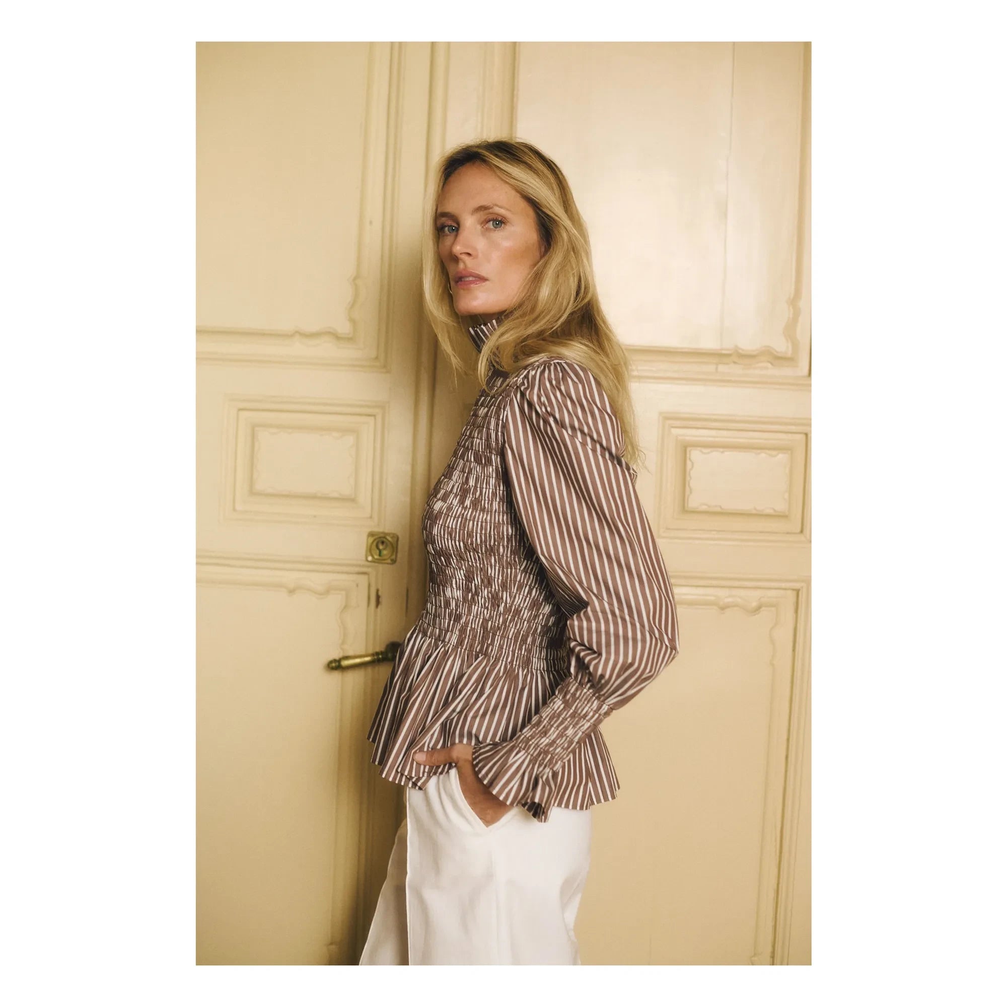 Maria de la Orden - Blusa de Rayas Aleria Algodón | Marrón