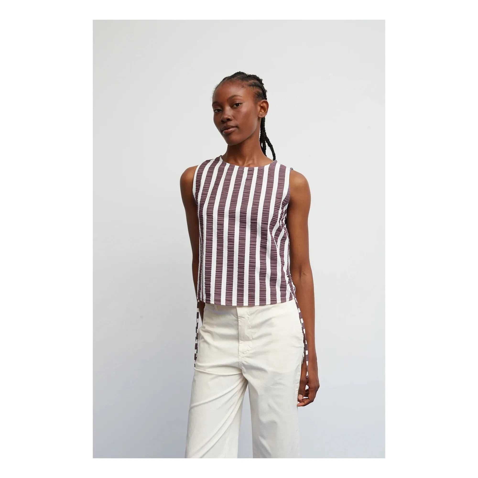 Dr Bloom - Blusa de rayas de viaje | Berenjena
