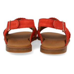 Angulus - Sandalias cruzadas de gamuza con festones | Coral