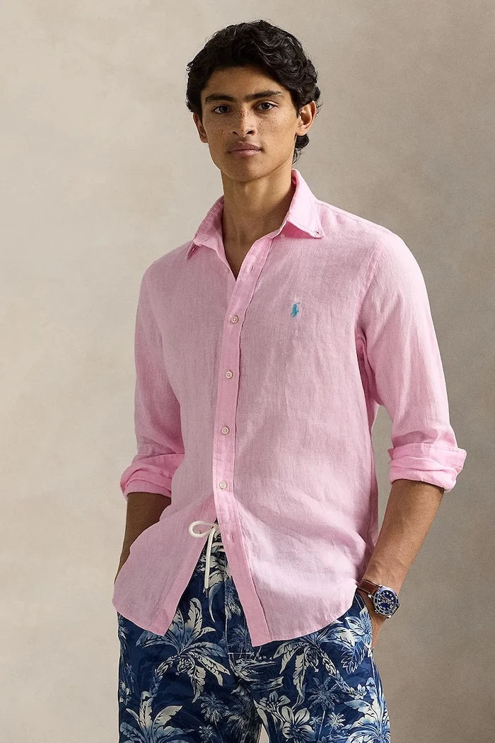 Camisa deportiva de lino de manga larga para hombre Polo Ralph Lauren