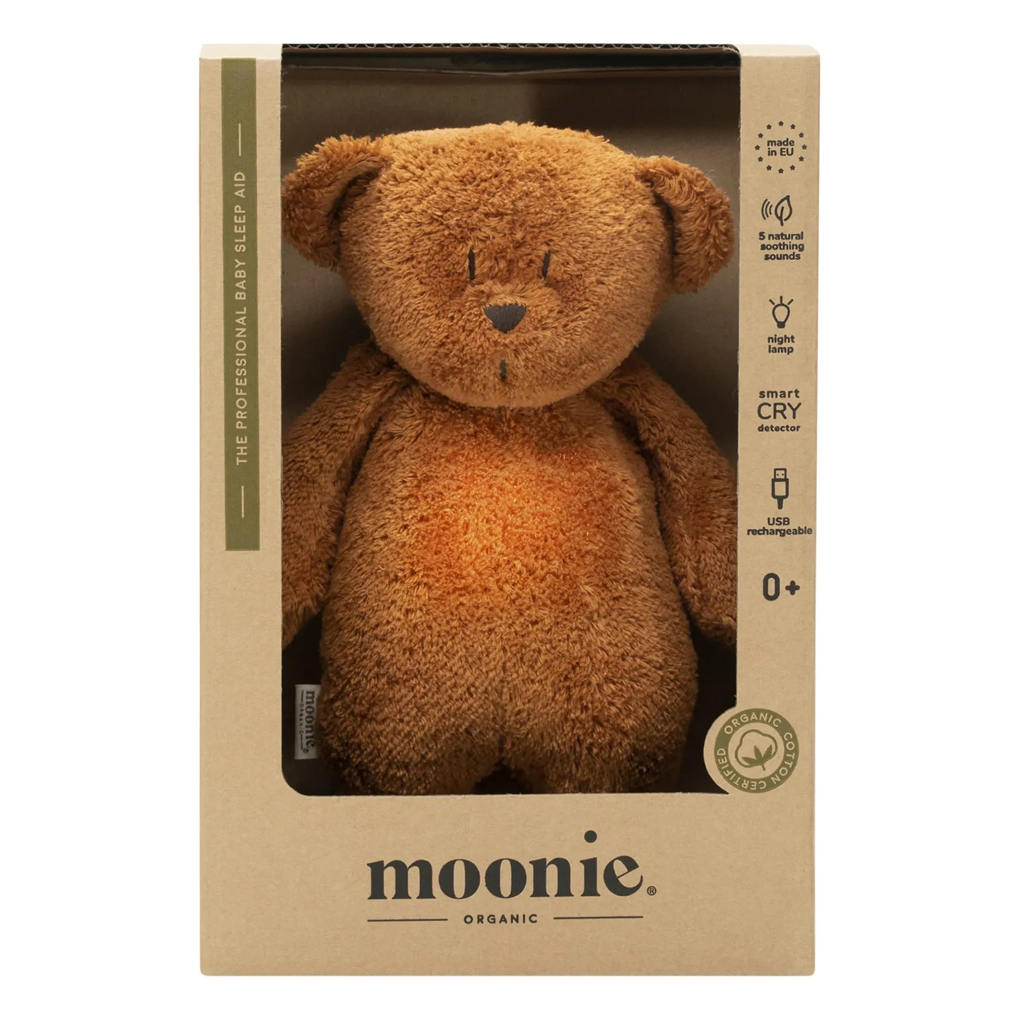 Moonie - Oso de peluche musical y luz nocturna Caramel