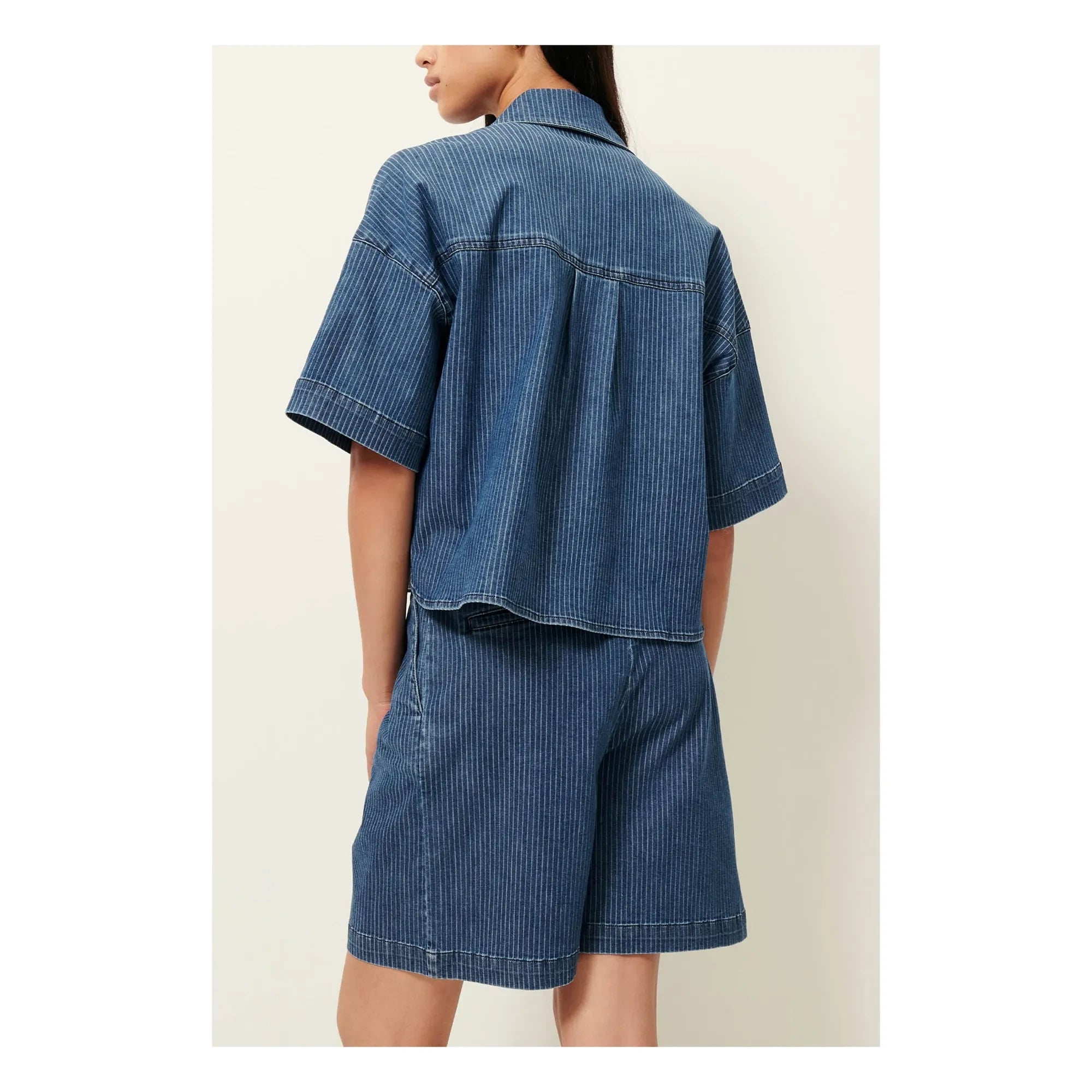 Sessùn - Shorts de rayas de algodón Santa Port | Azul marino