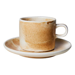 HKliving - Taza y platillo de porcelana Chef Ceramics | Crema