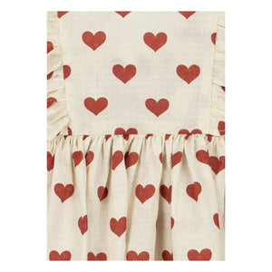 Konges Sløjd - Vestido Cianna Corazones Algodón Orgánico | Crudo