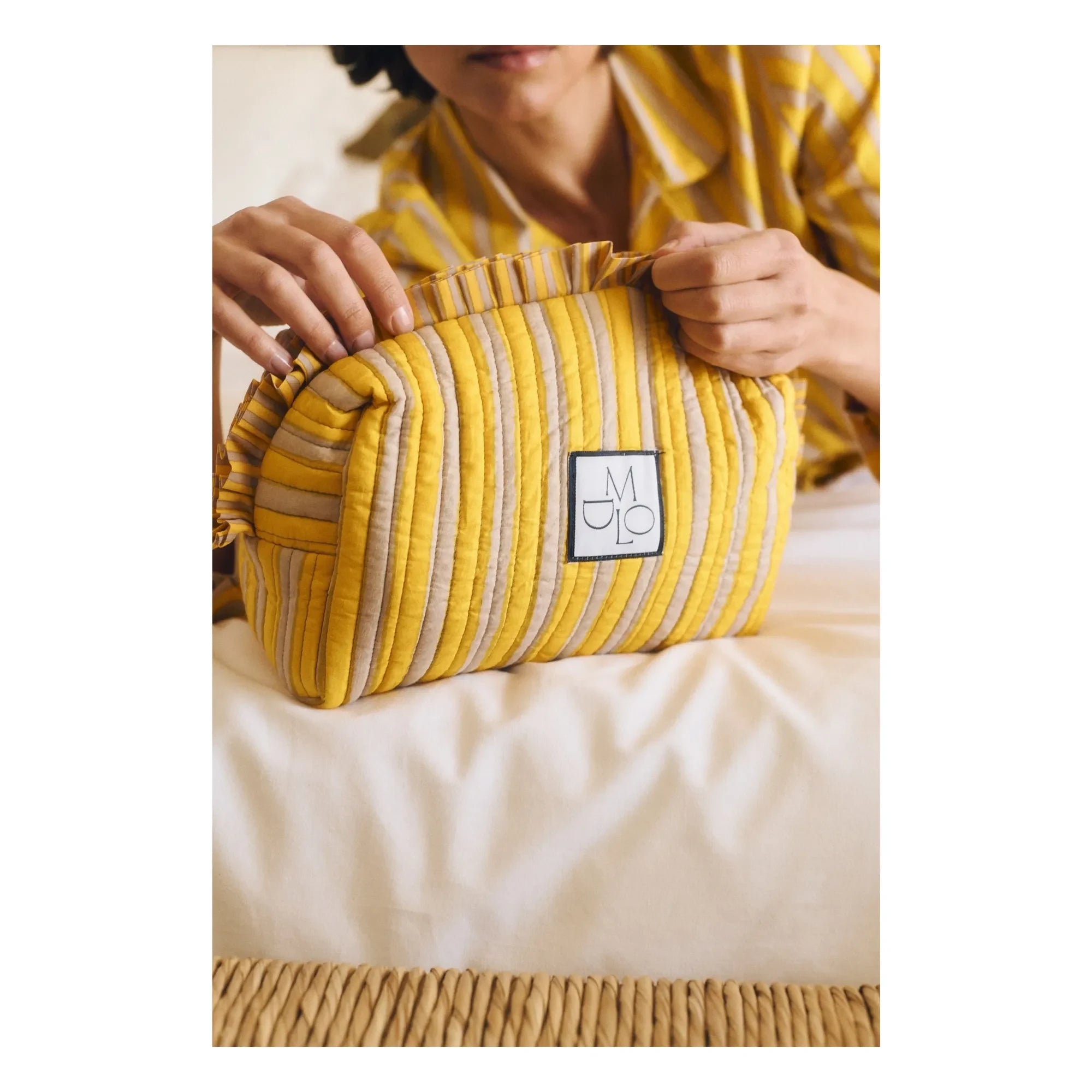 Maria de la Orden - Amy Cotton Bolso de Mano Rayado | Amarillo