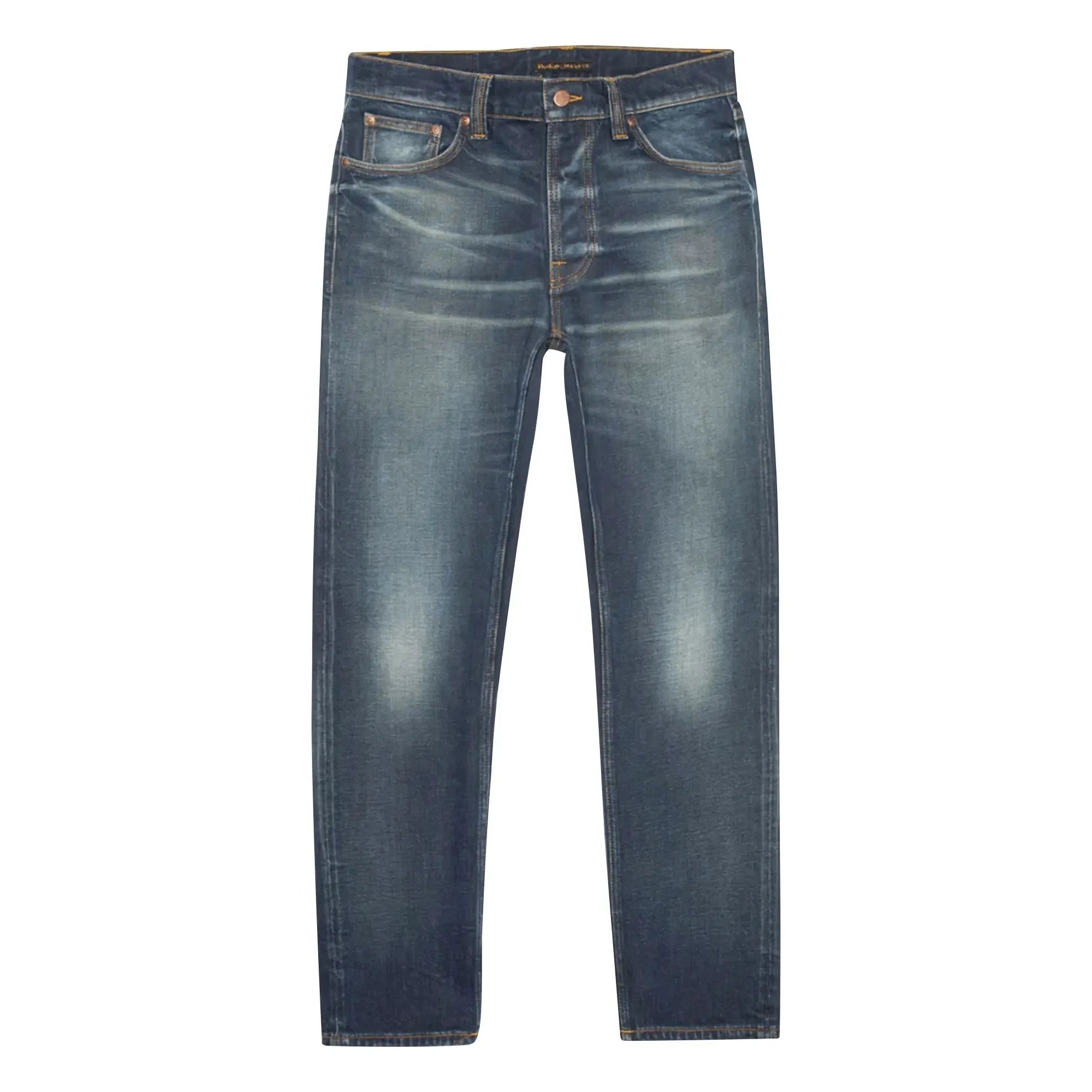 Nudie Jeans - Vaqueros de algodón Solid Ollie Lost Light | Gris azulado pálido