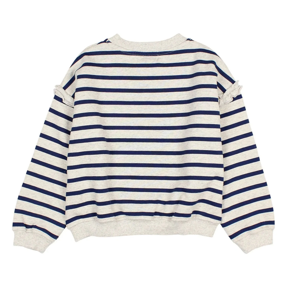 Búho - Sudadera de Algodón Orgánico con Rayas Marinas para Niña | Azul Marino