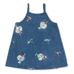 Konges Sløjd - Vestido vaquero con lentejuelas, modelo Magot Glaces de algodón orgánico | Azul