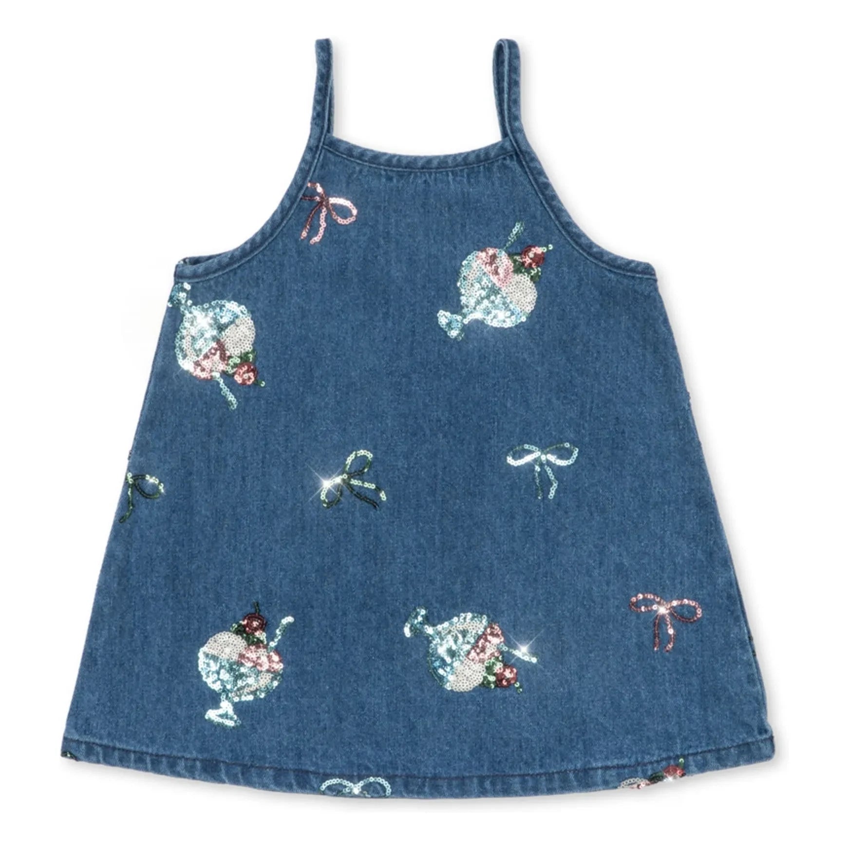 Konges Sløjd - Vestido vaquero con lentejuelas, modelo Magot Glaces de algodón orgánico | Azul