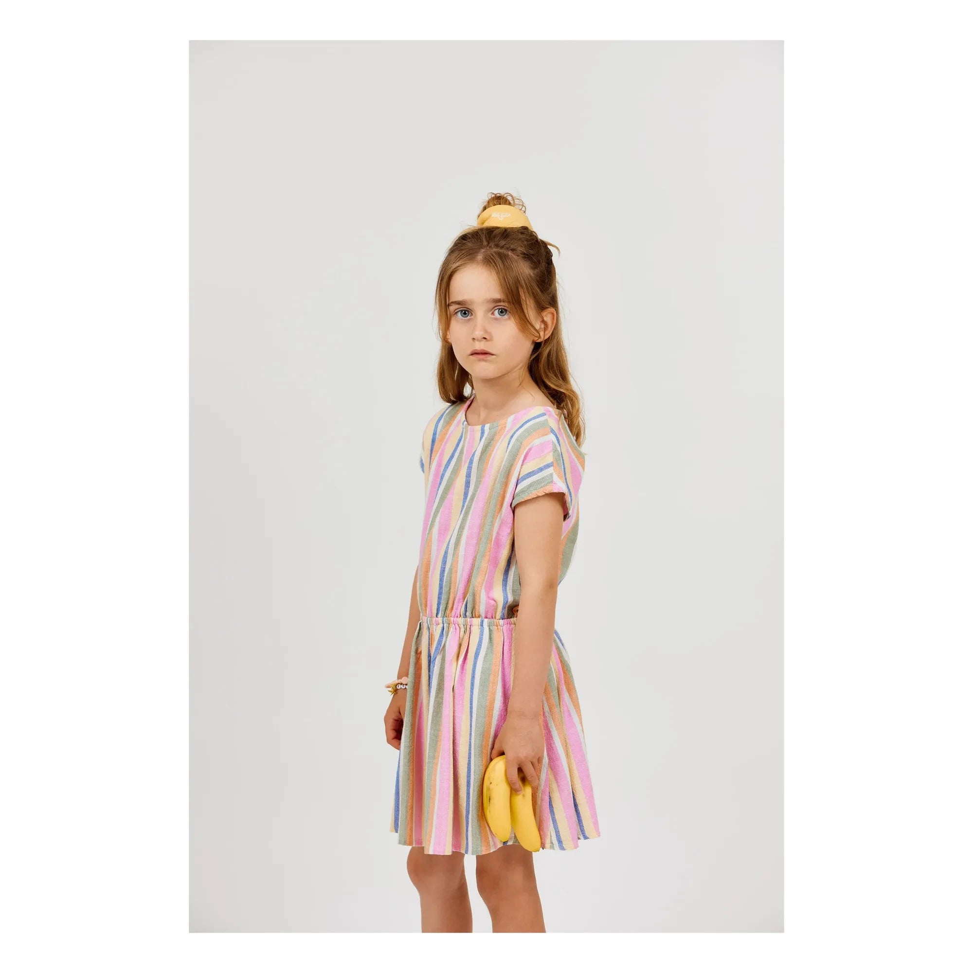 Arsène et Les Pipelettes - Vestido de Algodón Orgánico a Rayas de Gasa | Rosa