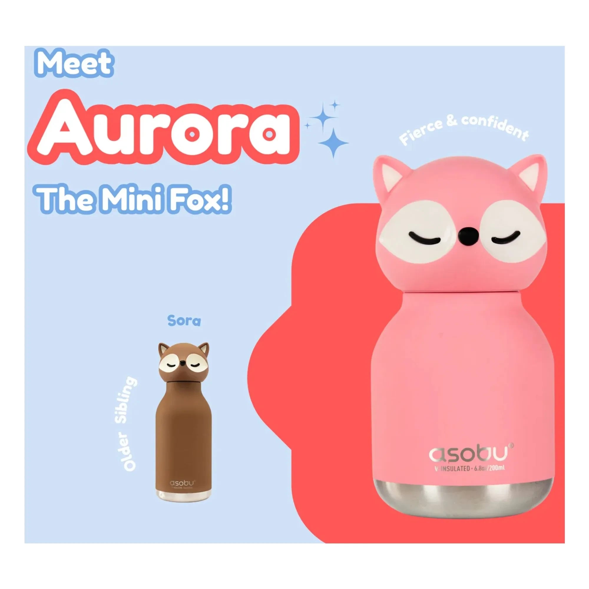 Asobu - Mini botella de acero inoxidable Renard | Rosa