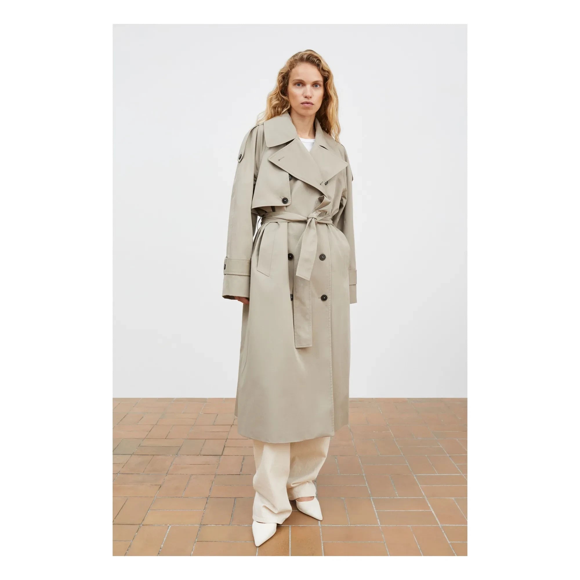 Skall Studio - Gabardina Mahsa Algodón Orgánico | Gris verdoso