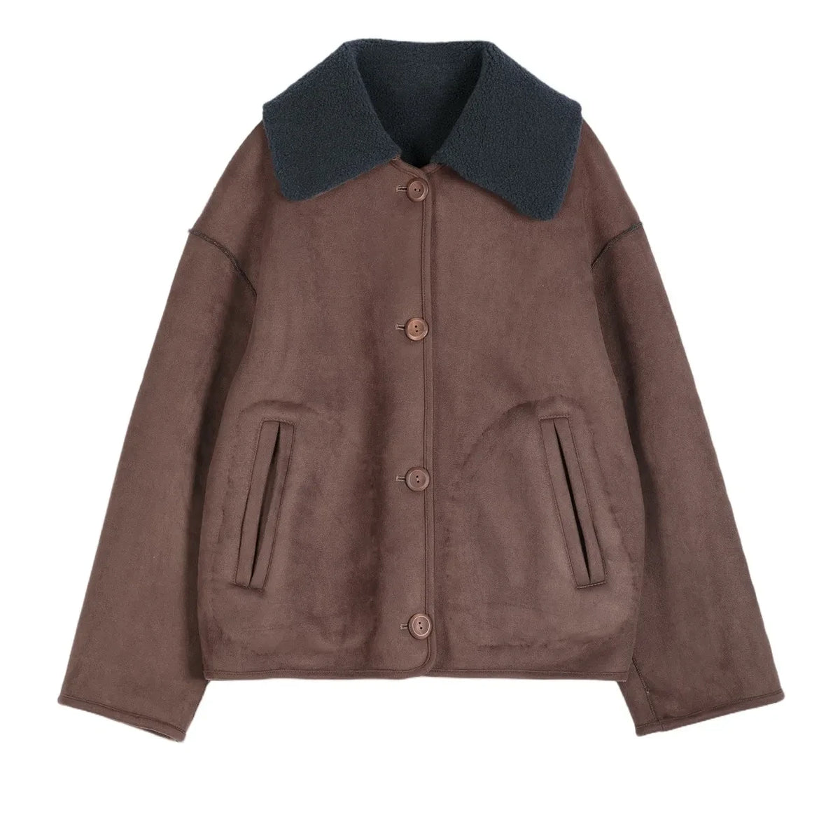 Bobo Choses - Chaqueta de sherpa suave de doble cara | Marrón oscuro