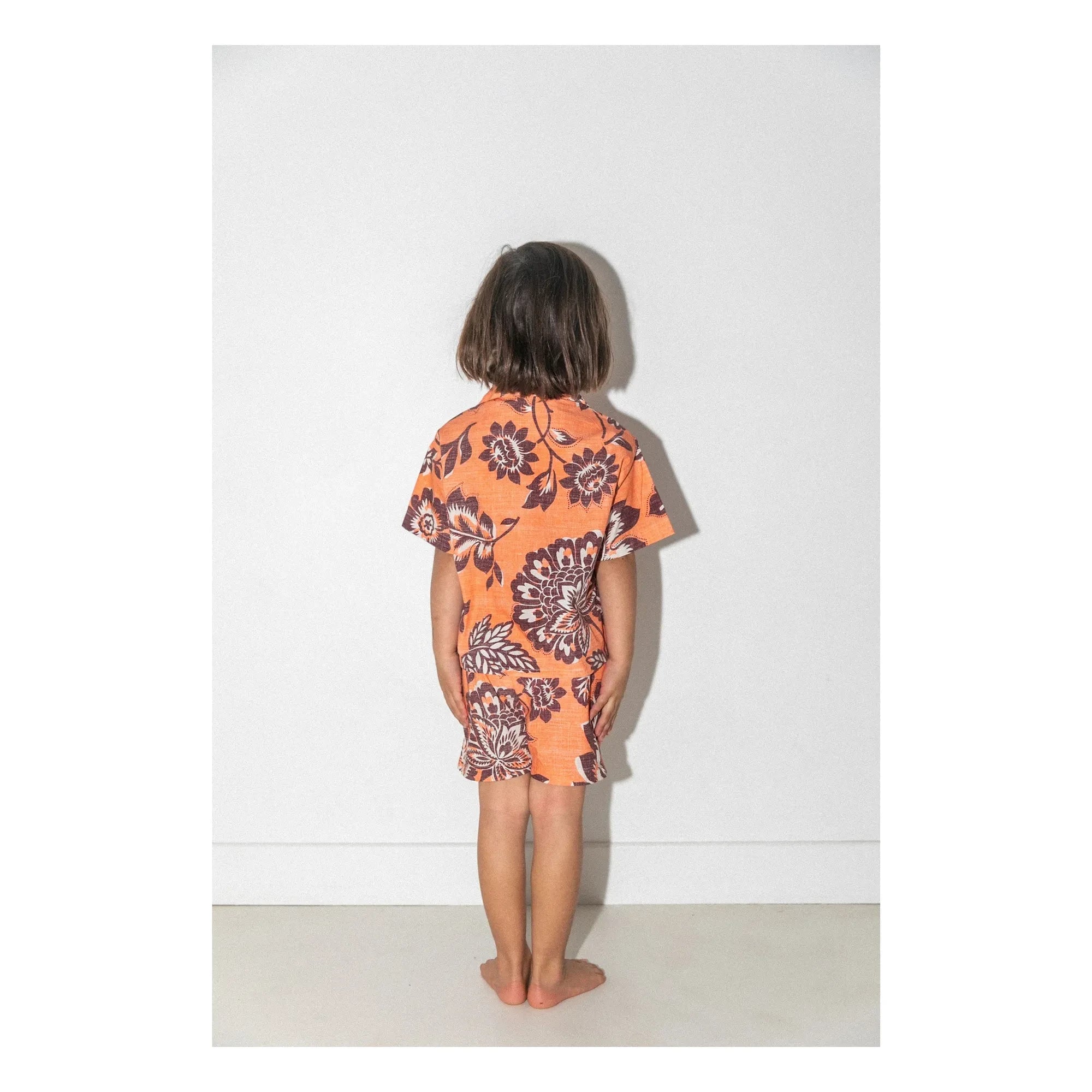 Conjunto de camisa y pantalón corto Club Trésor - Tiki Waikiki Popelín | Naranja