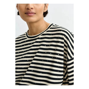 Essentiel Antwerp - Camiseta de rayas con cuentas Joste | Blanco