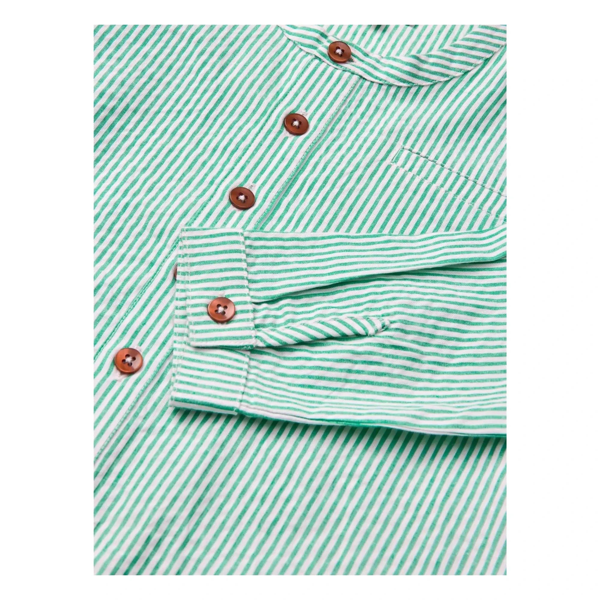 Copenhagen Colors - Camisa de algodón orgánico con textura a rayas | Turquesa