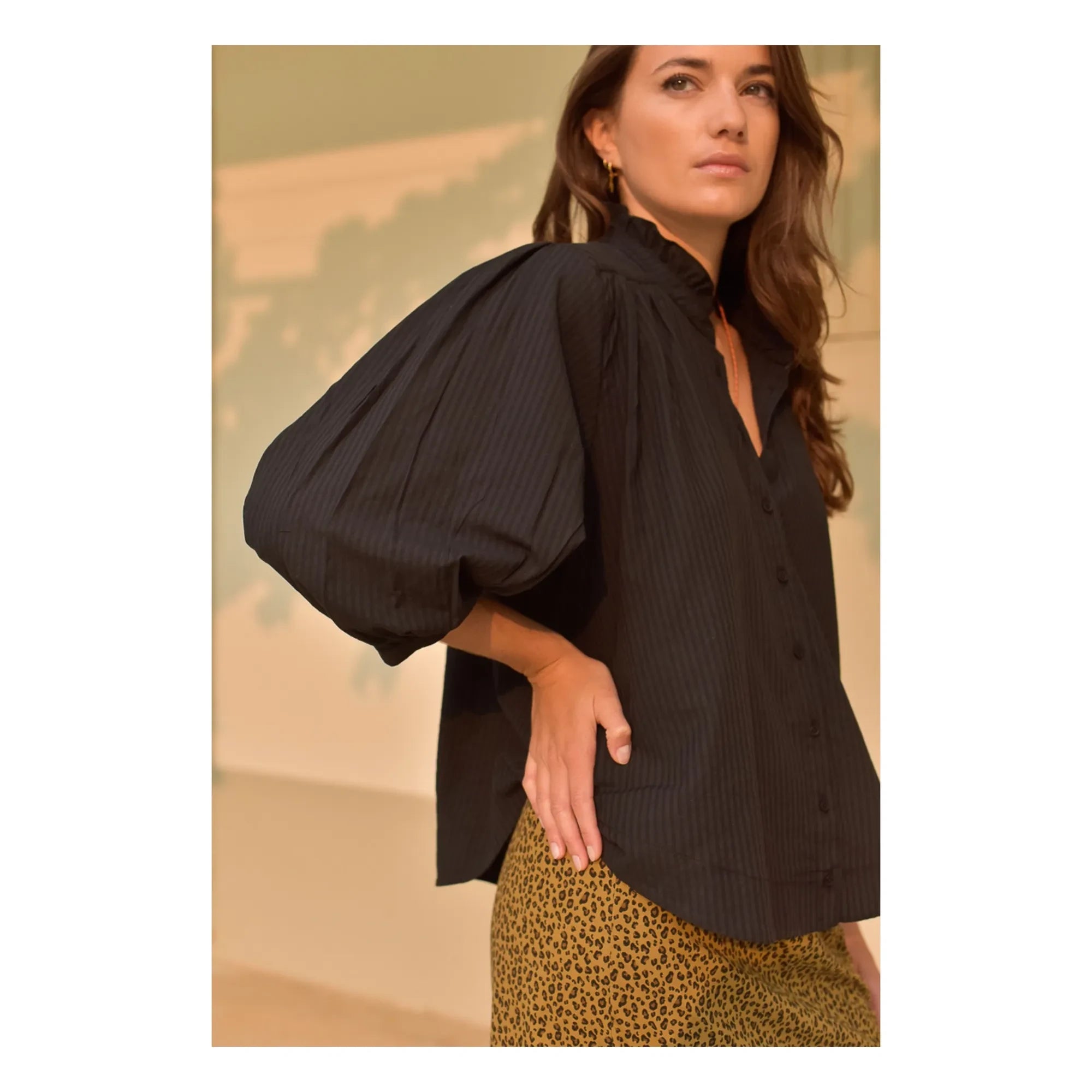 Marlot Paris - Blusa Dahlia Seersucker - Colección Mujer | Negro