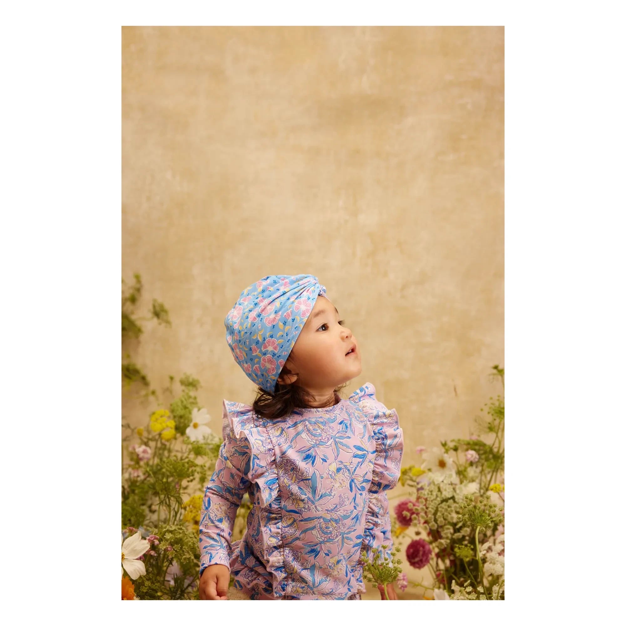 Louise Misha - Gorro de baño Abina con estampado floral Fibras recicladas | Azul