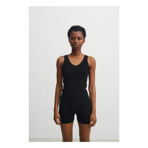 FUB - Camiseta de tirantes de lana merina - Colección mujer | Negro
