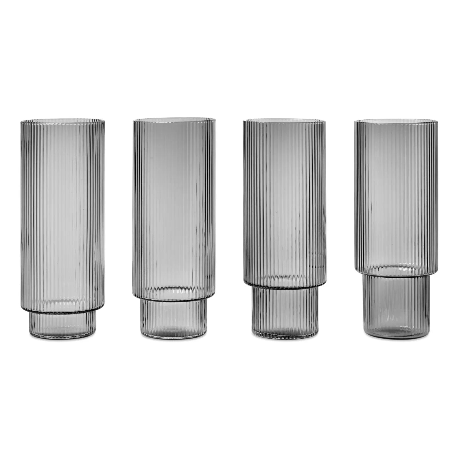 Ferm Living - Vasos altos Ripple - Set de 4 | Gris