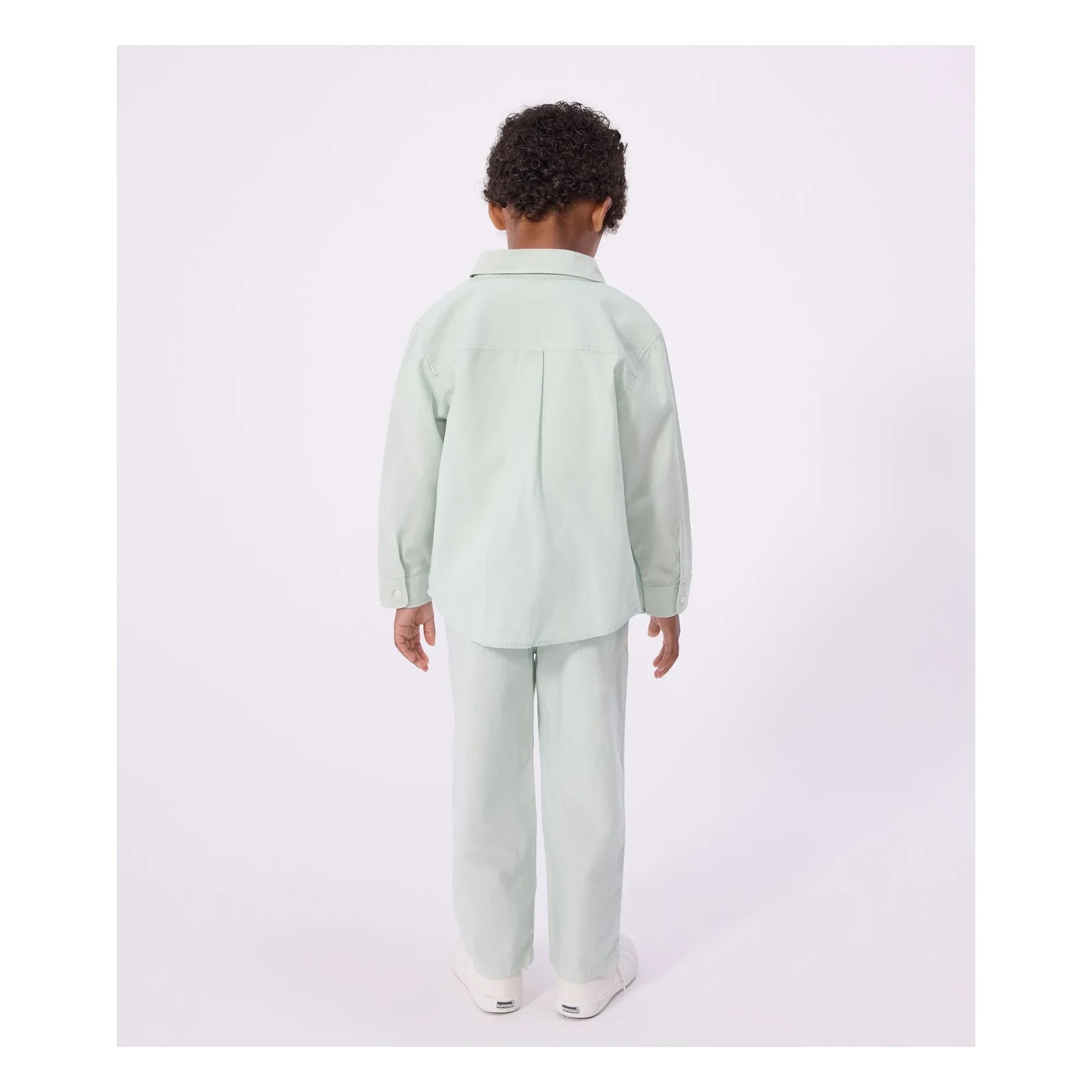Petit Bateau - Salvia | Camisa lisa de lino