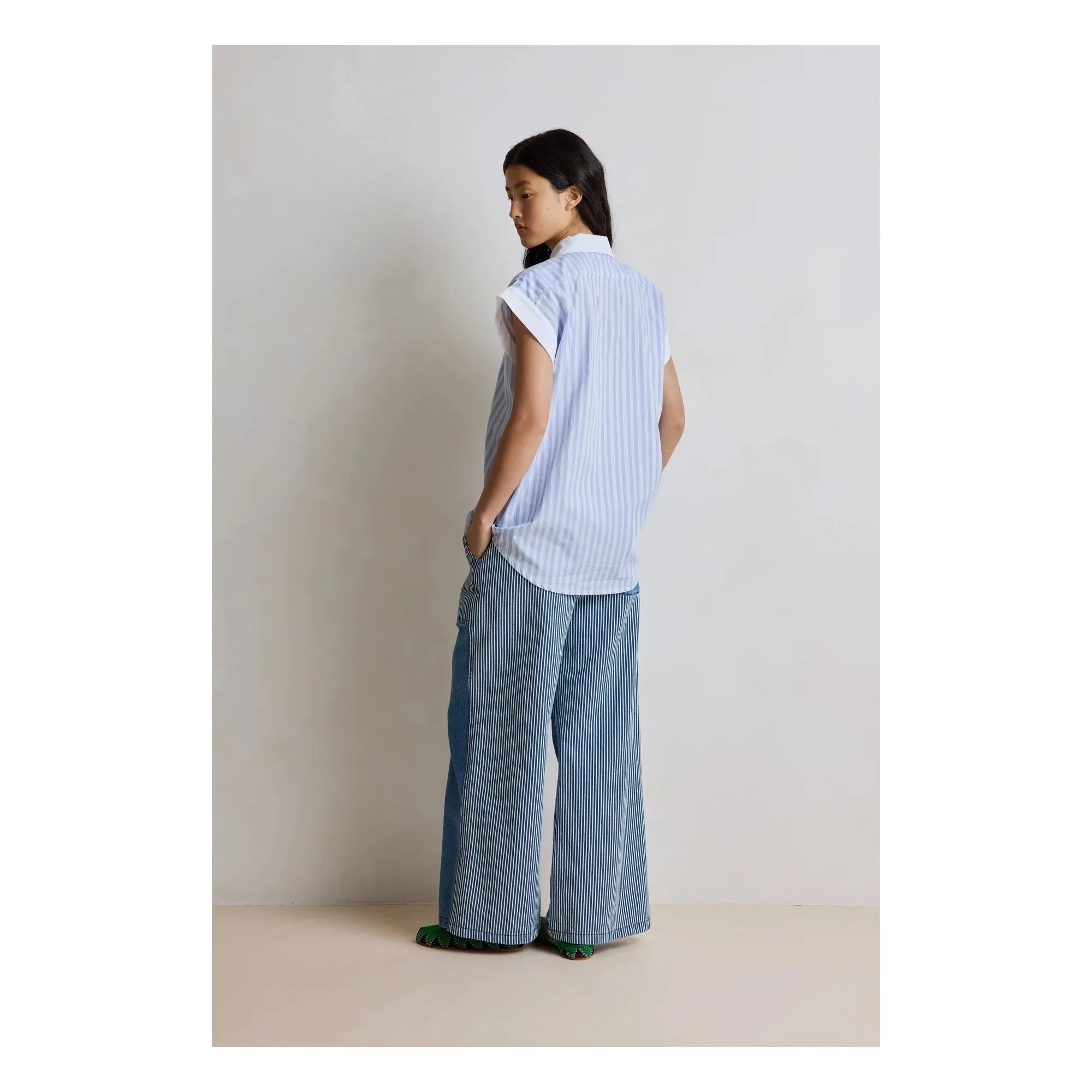 Hod - Blusa a rayas de algodón Florence | Azul